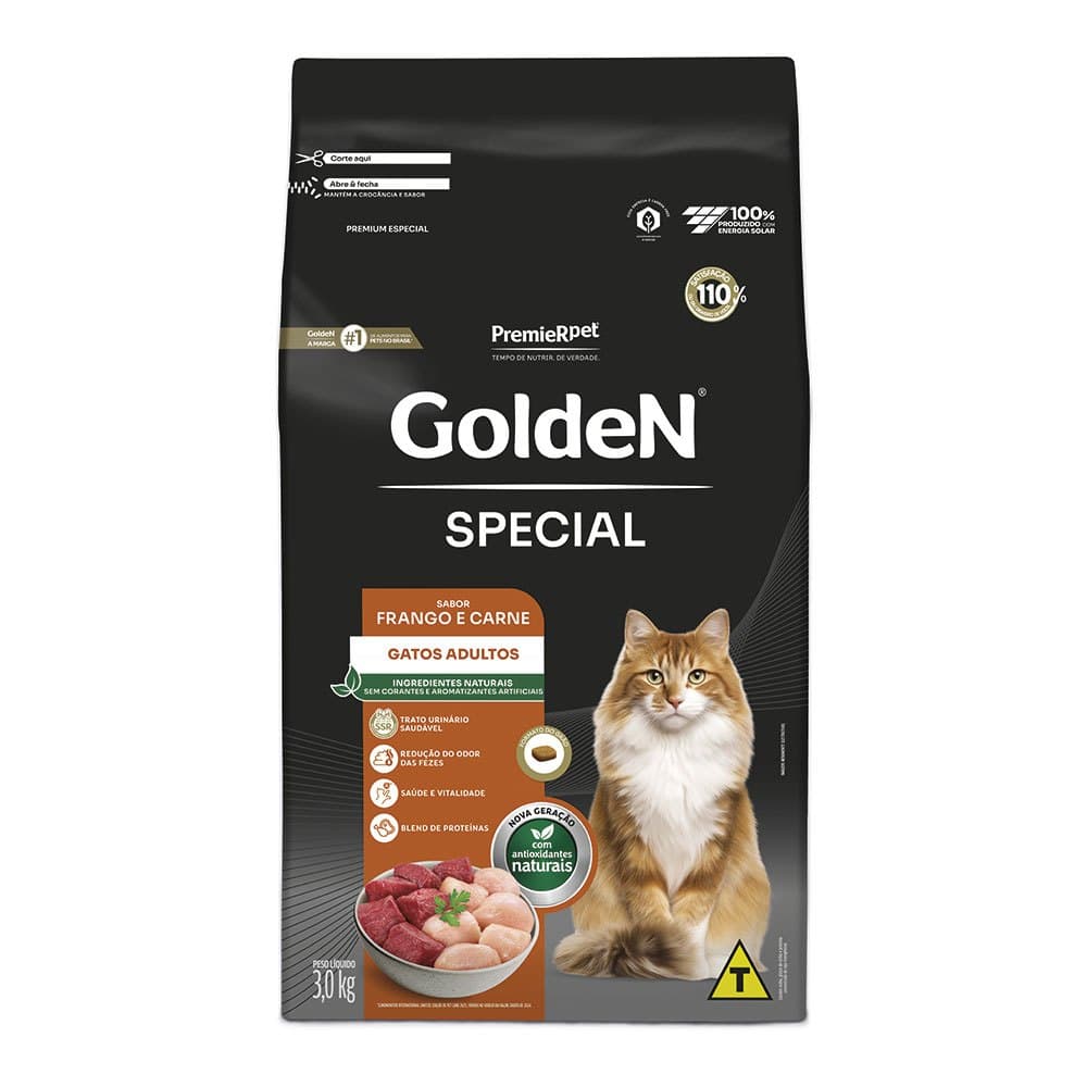Ração Golden Special Gatos Adultos Frango e Carne 3kg