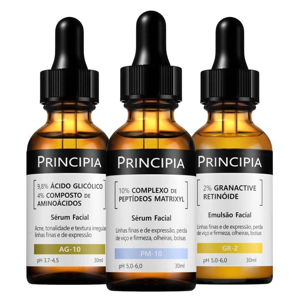 Principia Kit 3 Séruns Glicólico + Peptídeos + Retinóide