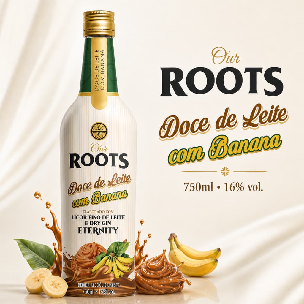Licor Fino Roots Doce de Leite com Banana 750ml 16% Vol | 1, 2, 3 ou 4 Unidades