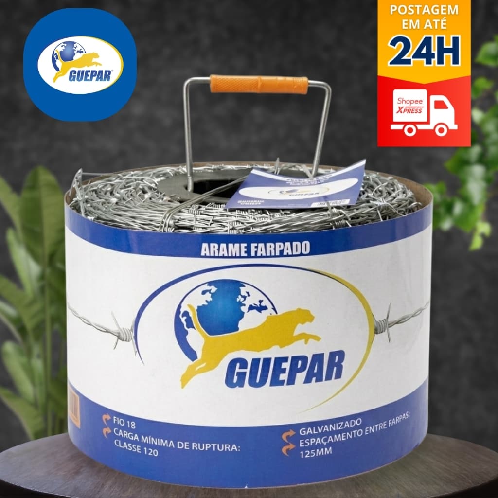 Arame Farpado Galvanizado Alta Resistência Cerca Rural Gado e Segurança 50m/100m/250m Fio 18