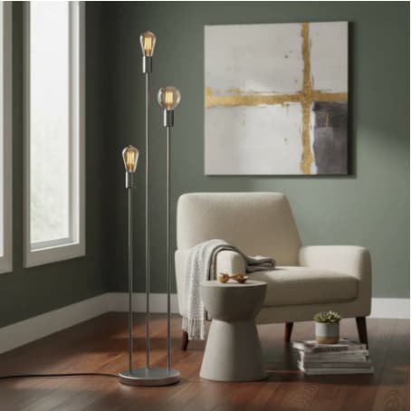 Luminaria Abajur de Chão e Piso Premium 136Cm Haste Tripla e27 alumínio bivolt de casa canto de sala quarto escritório