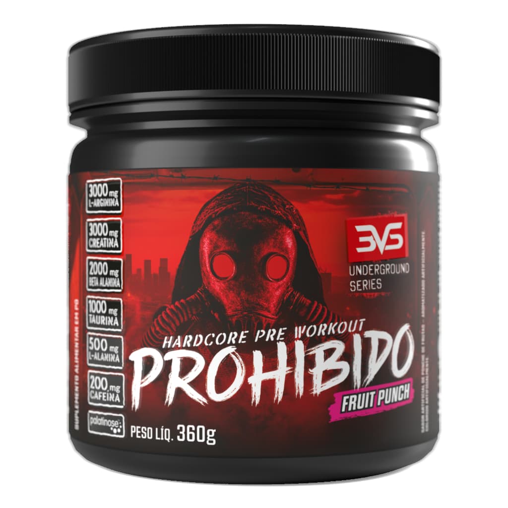 Pré Treino Prohibido 360gr Fórmula Avançada Creatina, Beta Alanina, Taurina, L-tirosina, L-alanina, Cafeína, Arginina