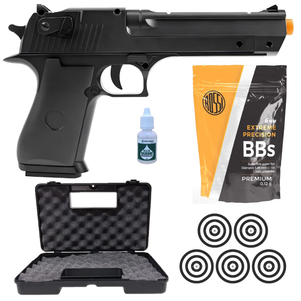 PISTOLA DESERT EAGLE V30 VIGOR MOLA 6MM ROSSI AIRSOFT + ESCOLHA SEU KIT