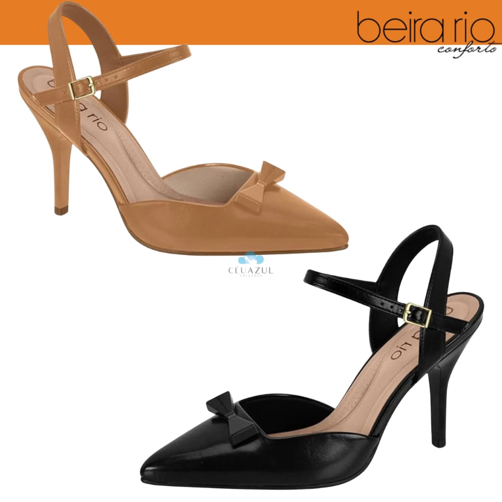 Sapato Beira Rio Feminino Salto Alto Fino Bico Laço Conforto Original
