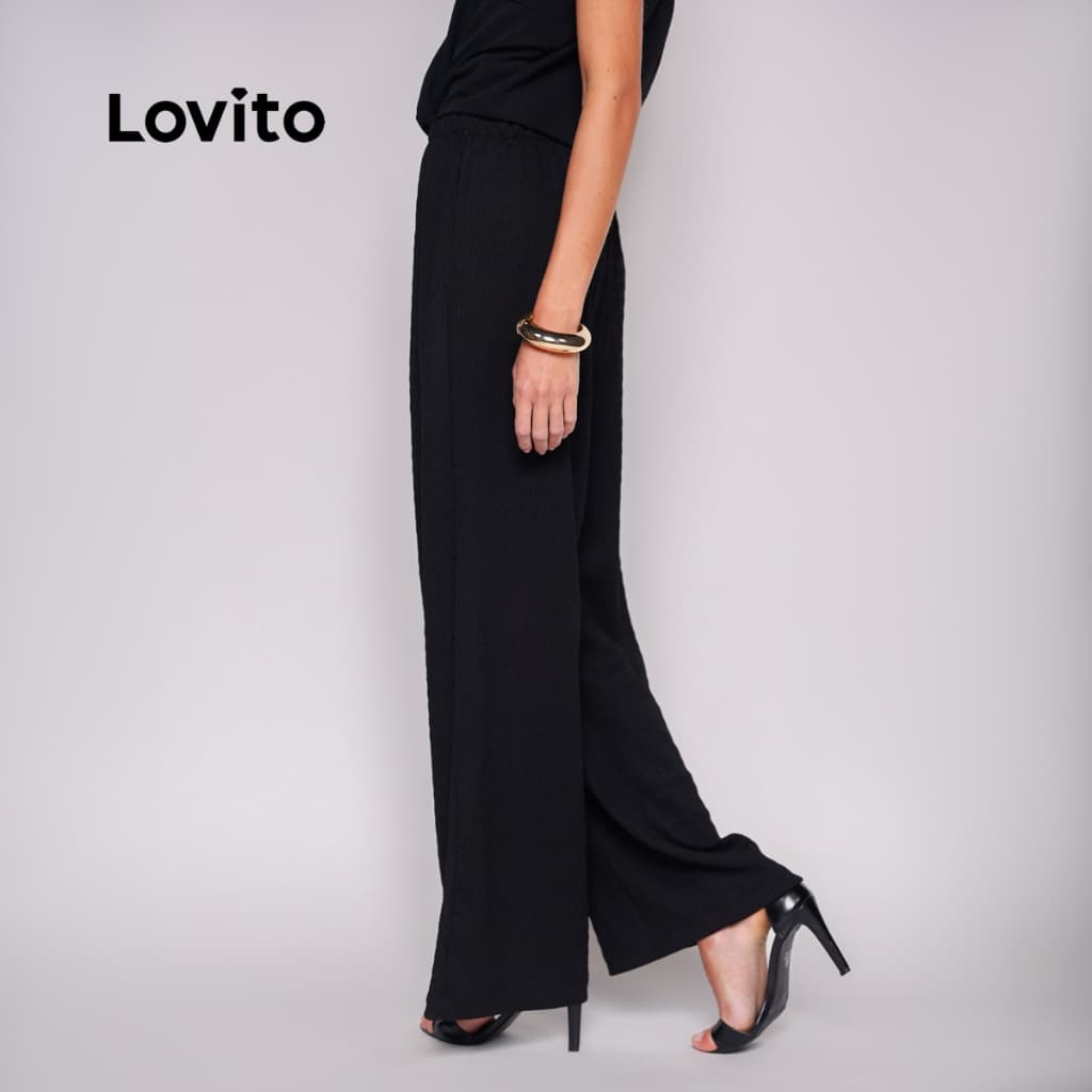 Lovito Calça Reta Tecido Texturizado Feminina PTB19421972