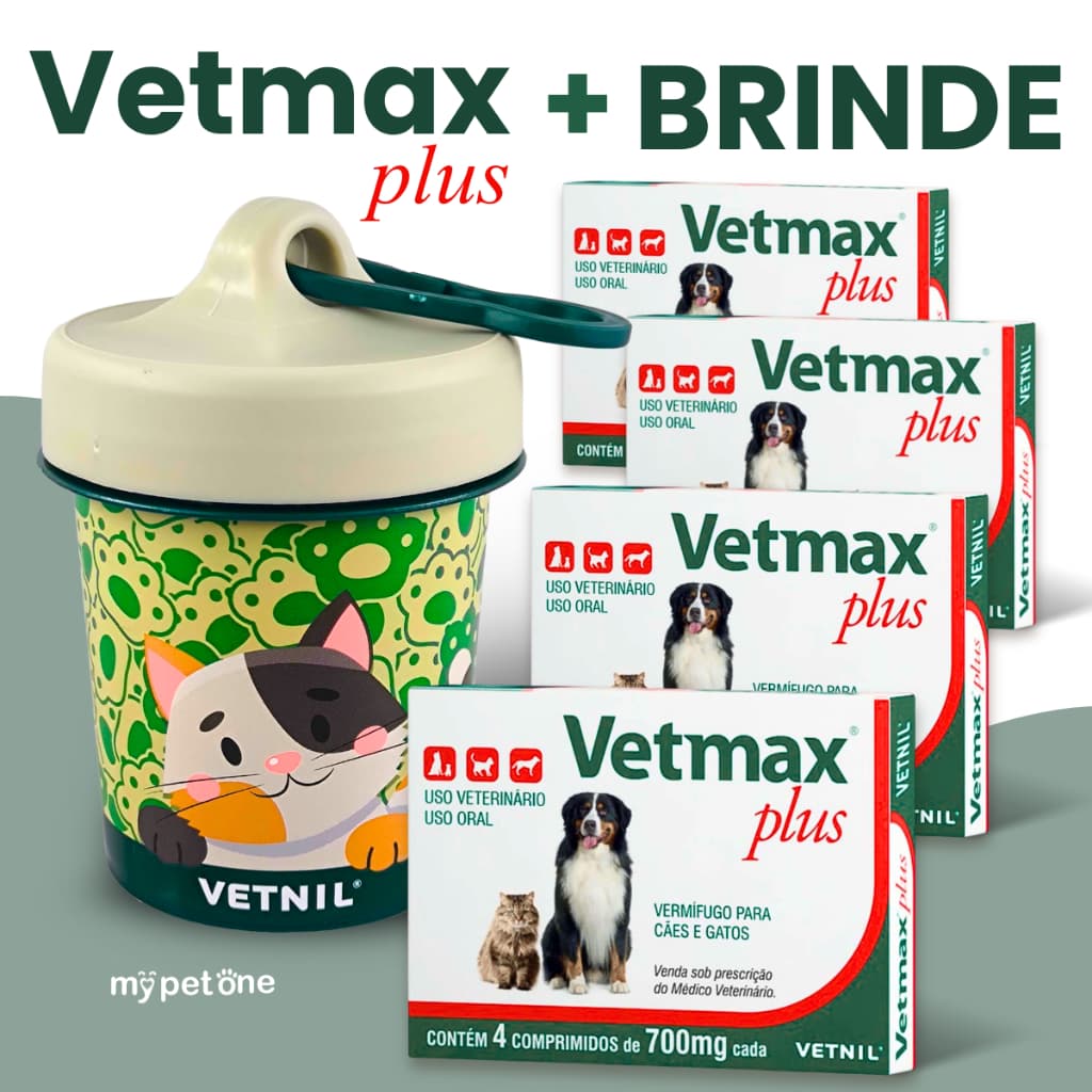 Kit 4 Vetmax Plus 700mg Vermífugo Vetnil - 4 Comprimidos