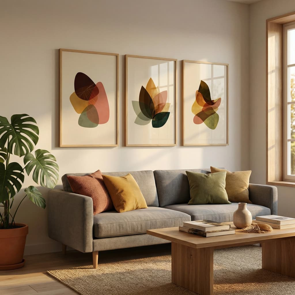 Quadro Minimalista Com Moldura Para Sala Quadro Brasilidades Kit 3 Quadros Decorativos Formas Suave