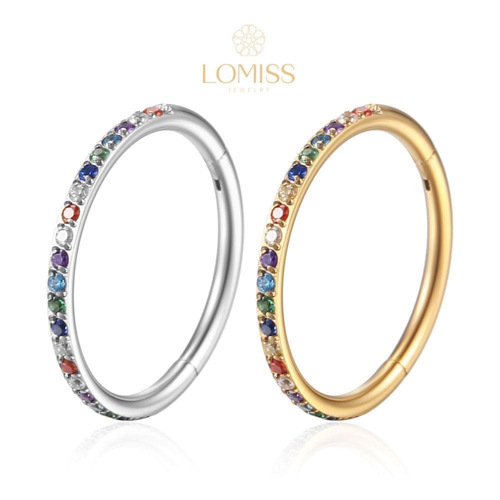 Piercing Argola Segmentada Aço CirúRgico ZircôNia Colorida