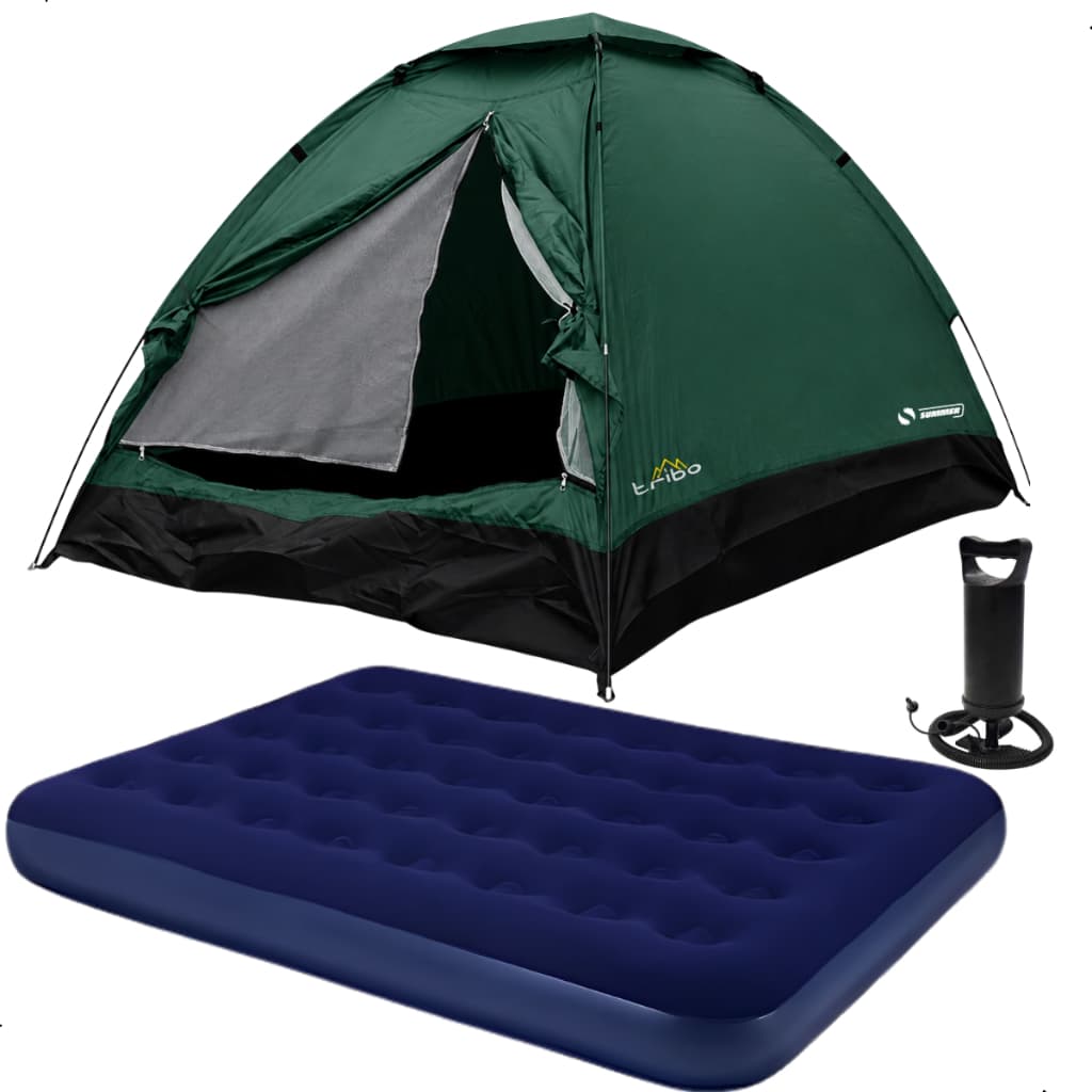 Kit Barraca Acampamento Iglu 2 Pessoas + Colchão Casal E Enchedor Tribo Camping