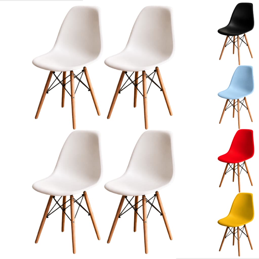 Kit 1, 2, 4 Cadeiras Eiffel Eames Pés De Madeira Sala Quarto Escritório Moderna Wood Design Premium