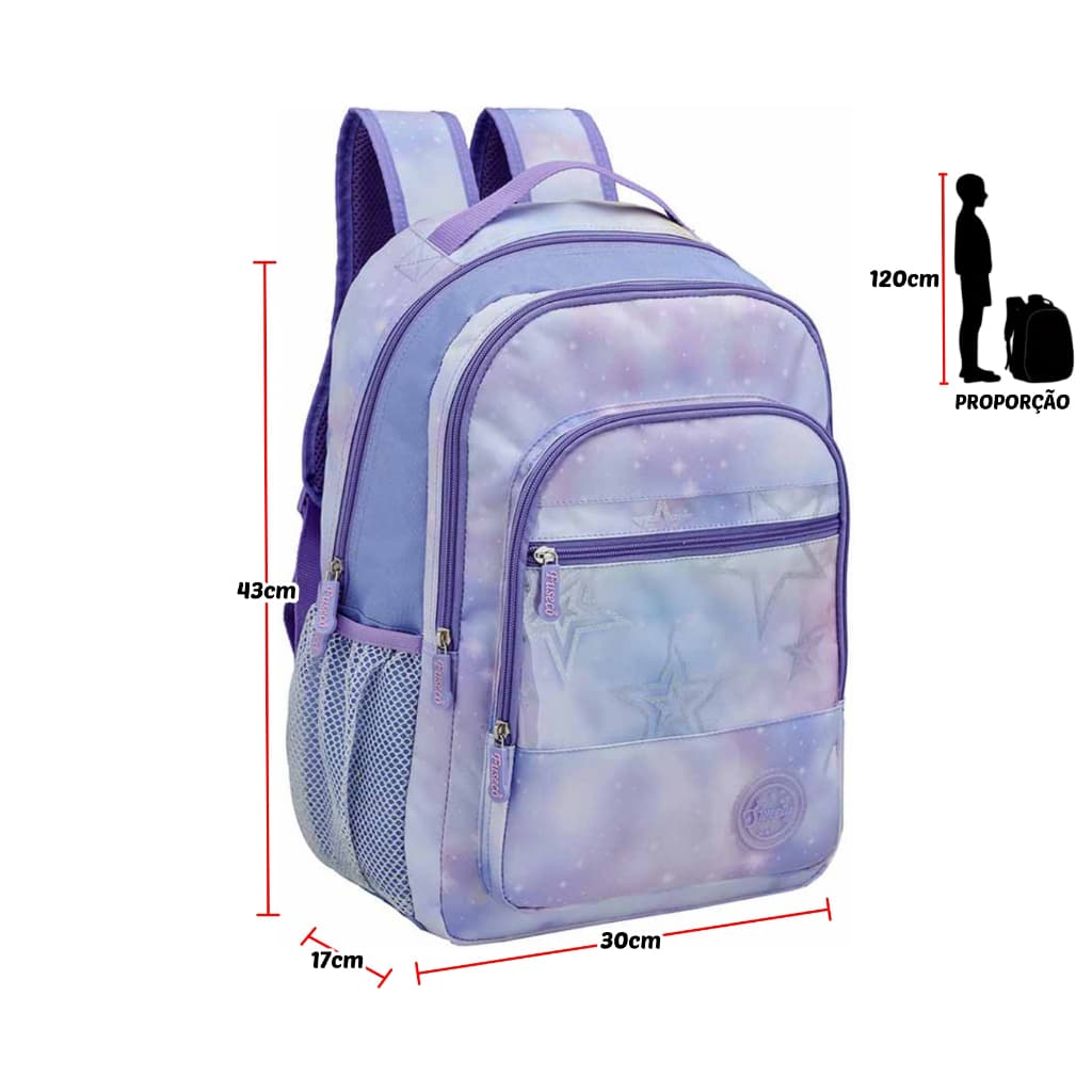 Mochila de Costas Infantil Menina Escolar Alças Acolchoadas Reforçada Durável Colorida