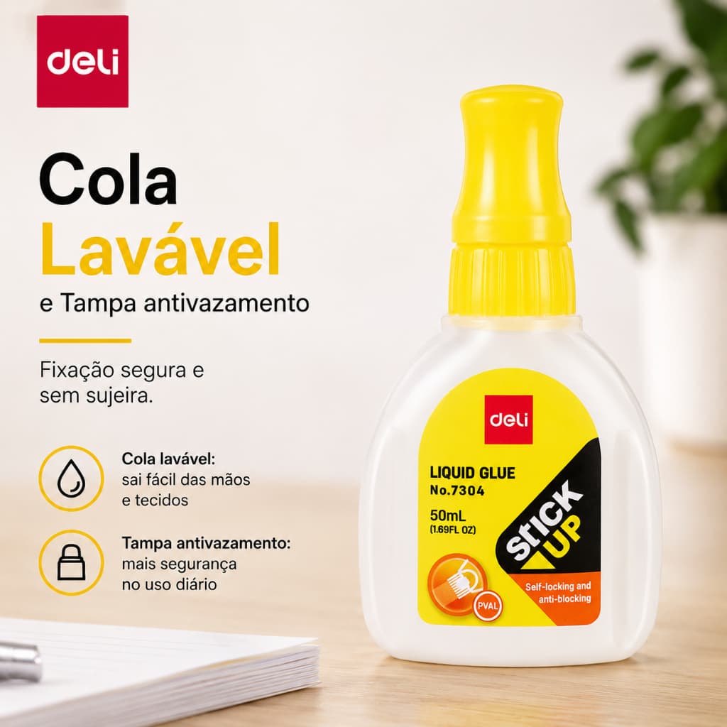 Kit 3 Cola Líquida Transparente 3*50ml | Alta Adesão | Lavável | Baixo Odor | Uso Escolar e Escritório