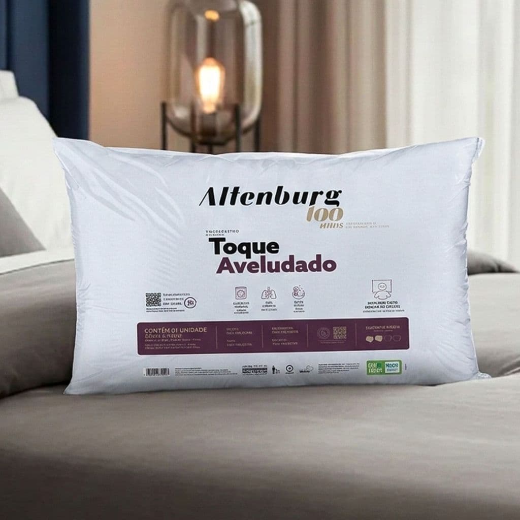 Travesseiro Altenburg Toque Aveludado Suporte Médio Antialérgico Macio Lavável