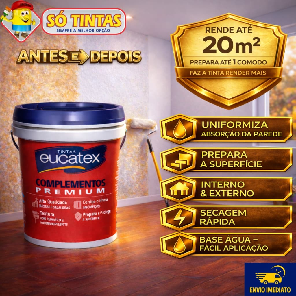 Selador Acrílico Eucatex 3,6 Litros Branco Acabamento Fosco Premium, Selador Acrílico Parede e Teto