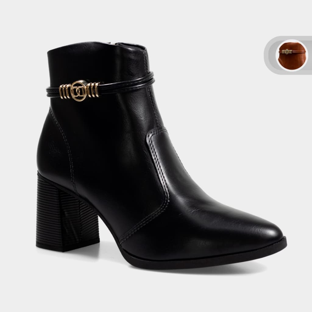Bota Feminina Dakota Cano Baixo Salto Alto Bloco Solado Antiderrapante Ornamento Bico Fino D2162