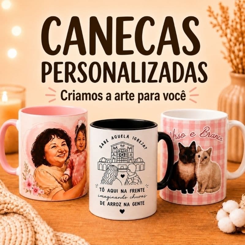 [ENVIO RÁPIDO] Caneca Personalizada Foto Criação Exclusiva Canecas diferentes - Porcelana - Xícara- Caneca de Café