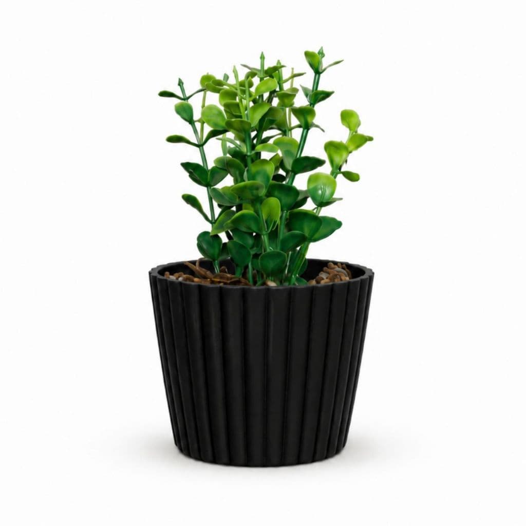 Vasinho de melamina com folhagem de eucalipto artificial para decoração
