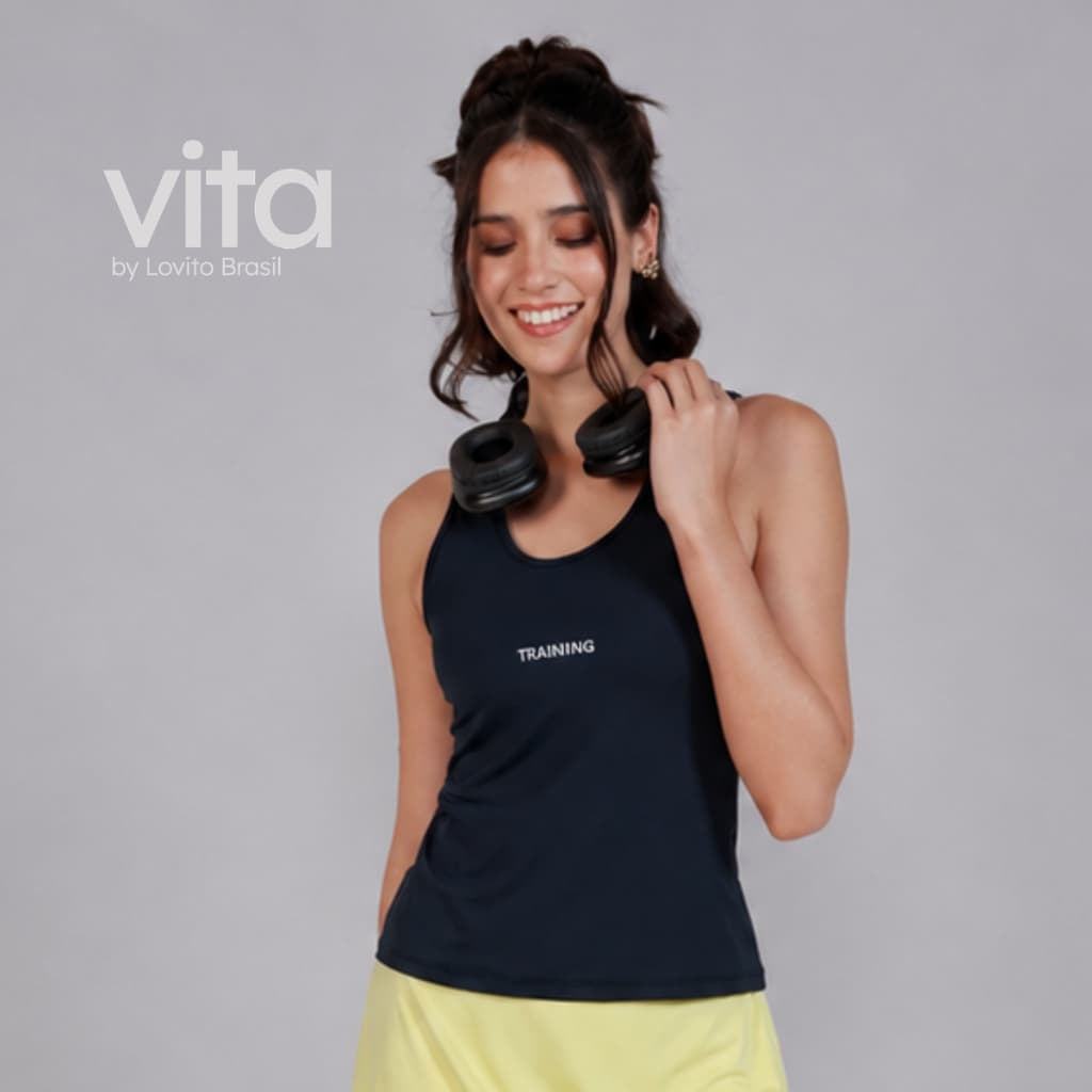Lovito Regata Feminina Esportiva com Estampa Refletiva PKB16891719
