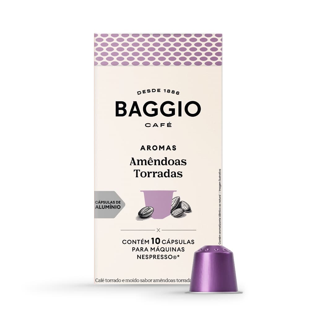 Baggio Café - Cápsula de Café Aromas Amêndoas Torradas Compatível com Nespresso® - 10 unidades
