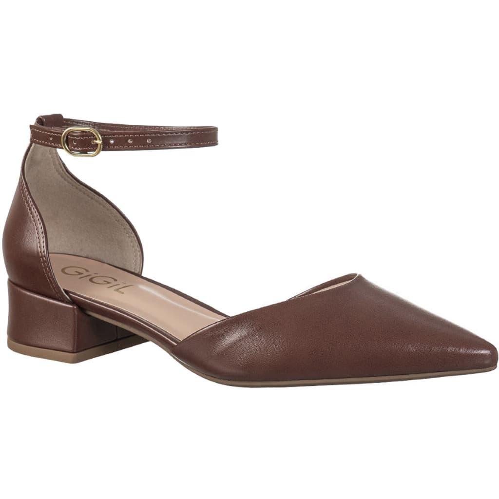 Scarpin Feminino Salto Baixo Bloco Bico Fino Traseiro Fechado Saia e Blusa Lizzie GiGiL