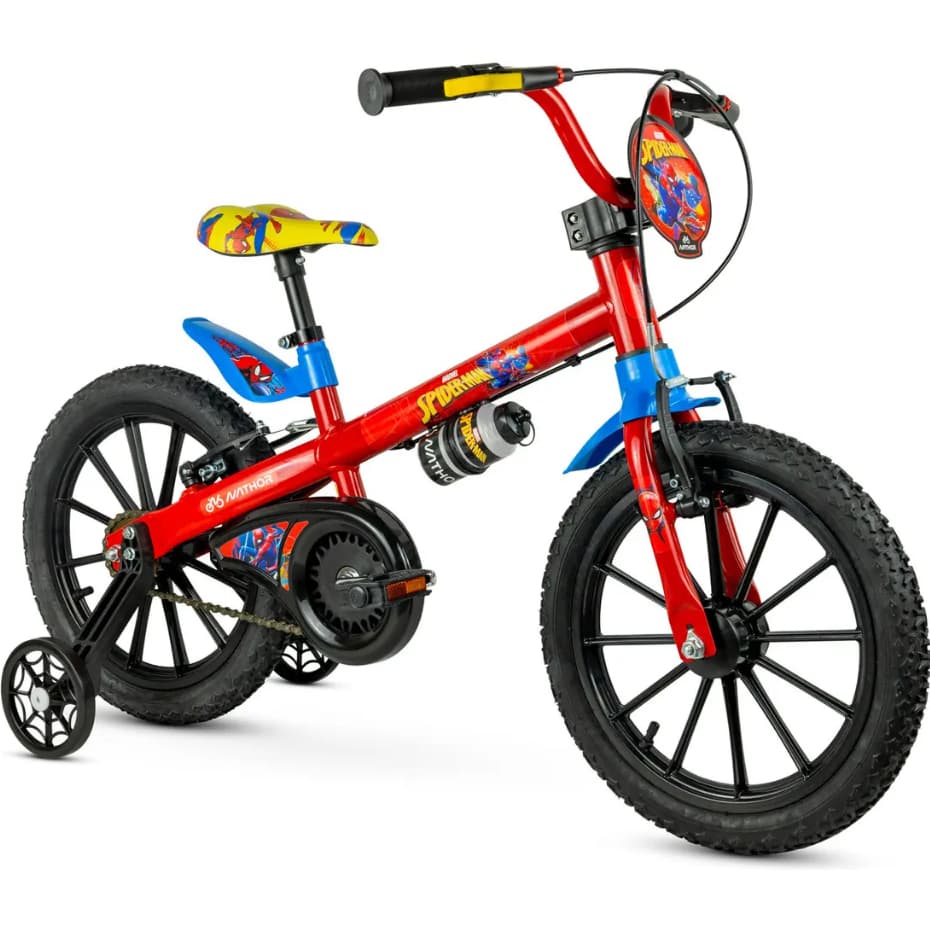 Bicicleta Infantil Aro 16 com Rodinhas Menino e Menina Bicicletinha de Passeio com Garrafinha