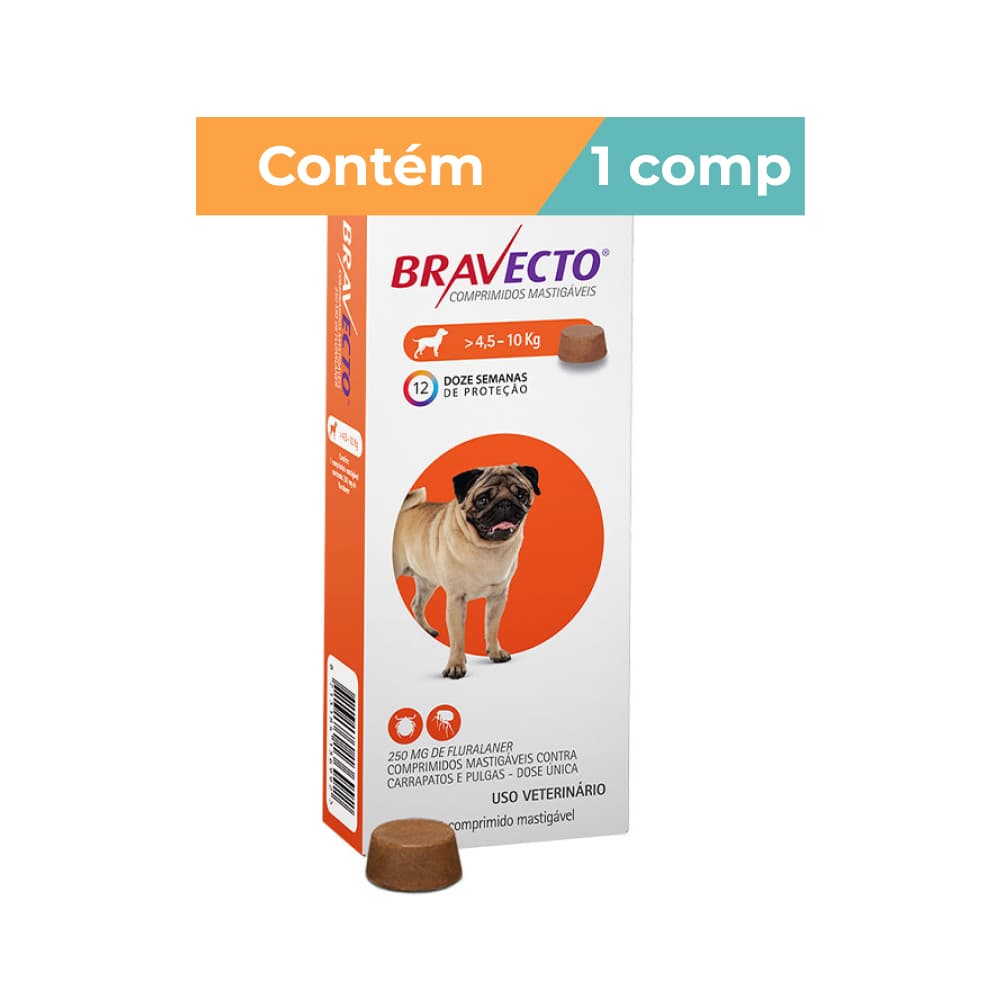 Bravecto Antipulgas Cães 4,5 a 10kg 1 Comprimido