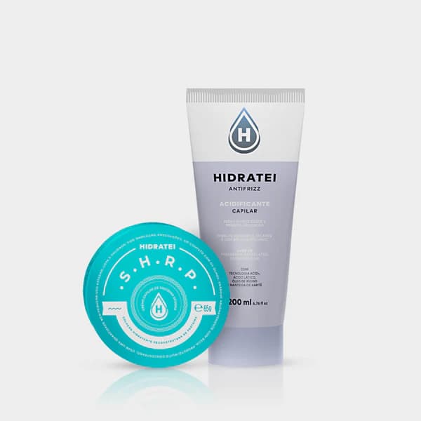 Kit Recuperação Antifrizz Hidratei: SHRP Proteína Vegana 65g + Acidificante Capilar 200ml