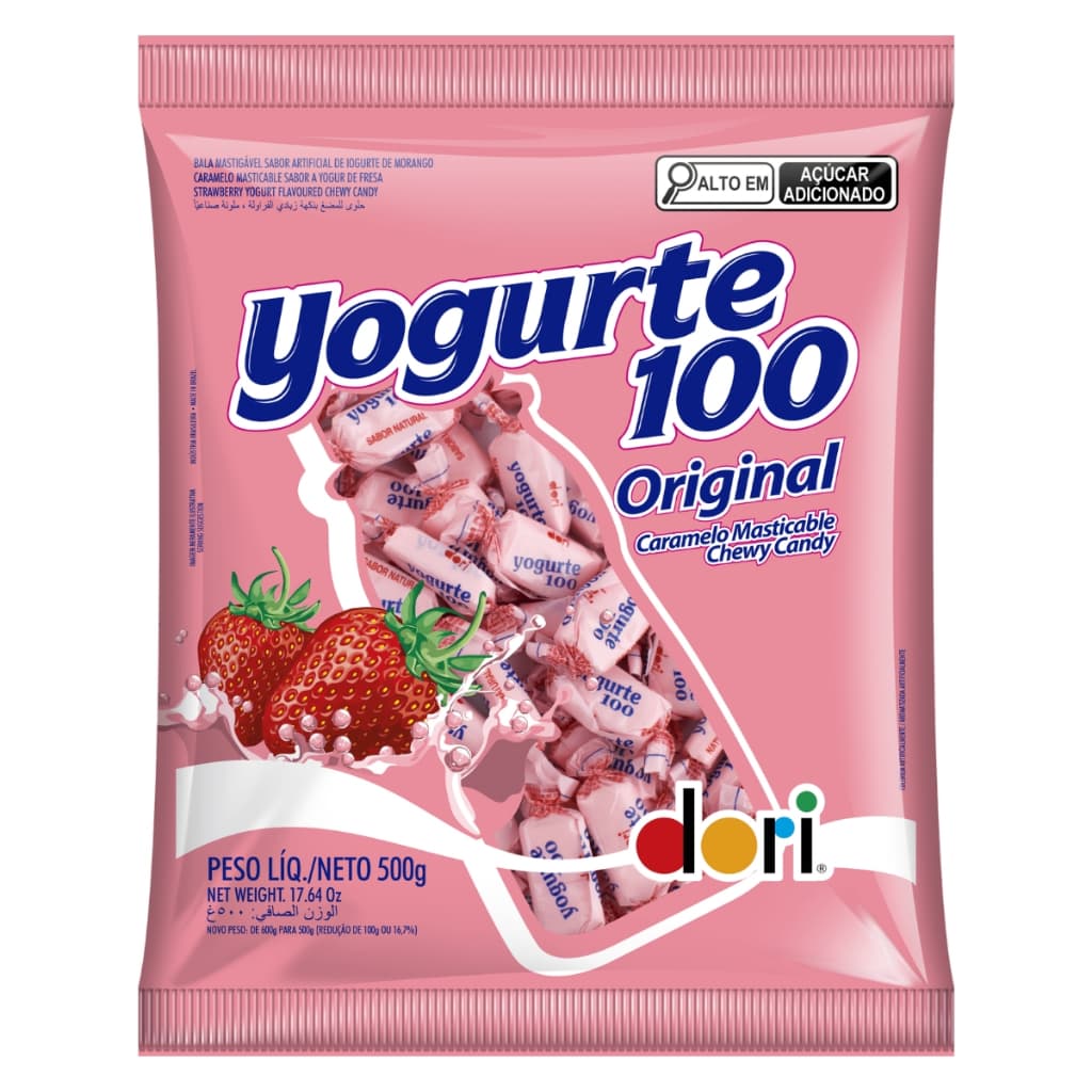 Balas Mastigáveis Yogurte 100 Original 500g Dori