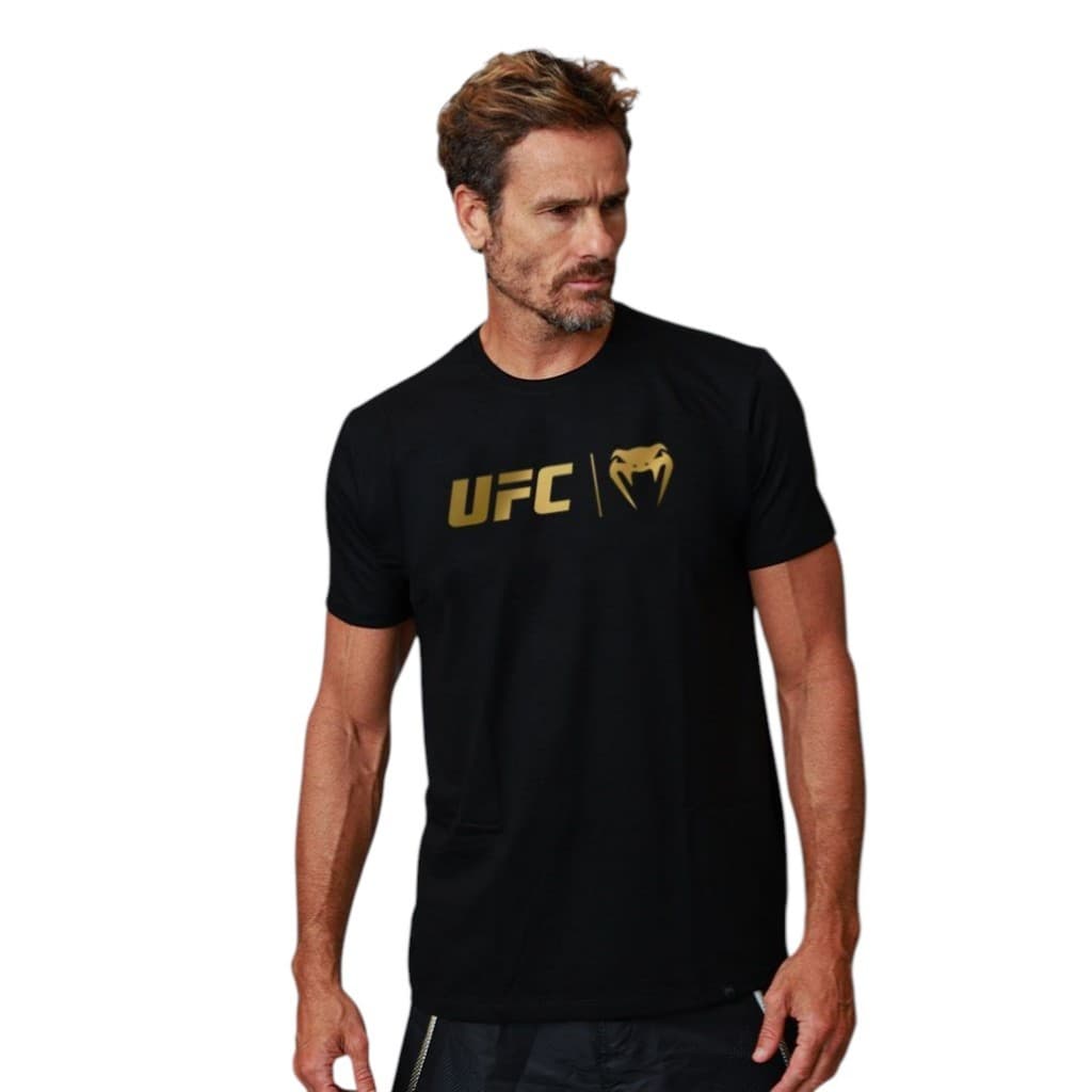 Camiseta UFC Venum Classic Masculino Algodão Preto Gold