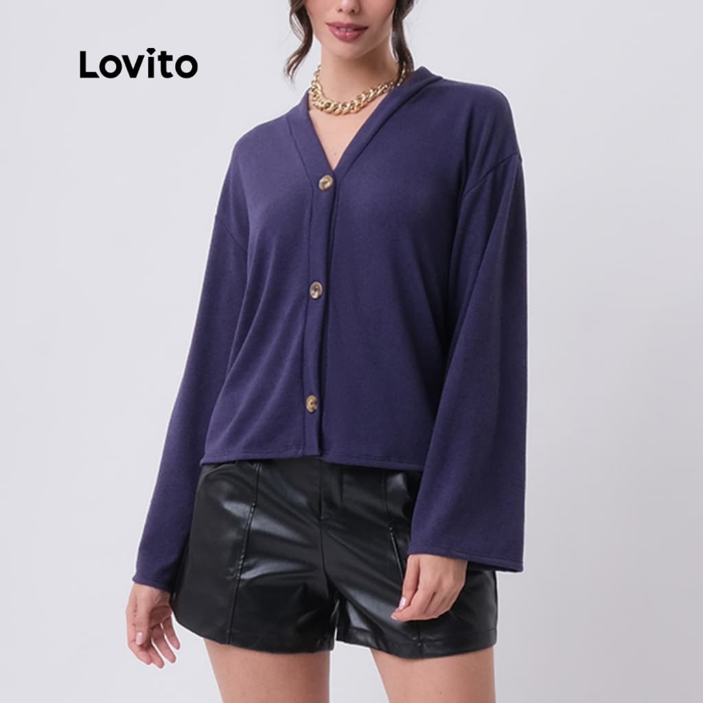 Lovito Cardigan Feminino Malha Tricot com Botões SRB450BRL479