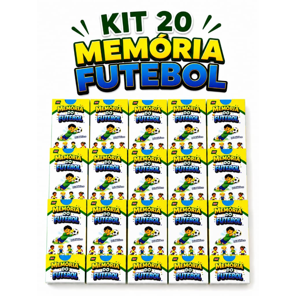 Kit 20 Jogo Memória Futebol  Copa Do Mundo Cartas Jogadores Didático Lembrancinha P/ Festa Infantil