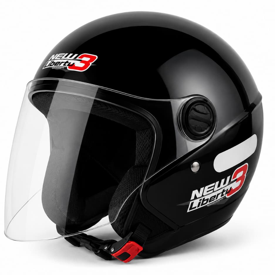 Capacete Pro Tork New Liberty 3 Preto Brilhante Aberto Viseira Cristal