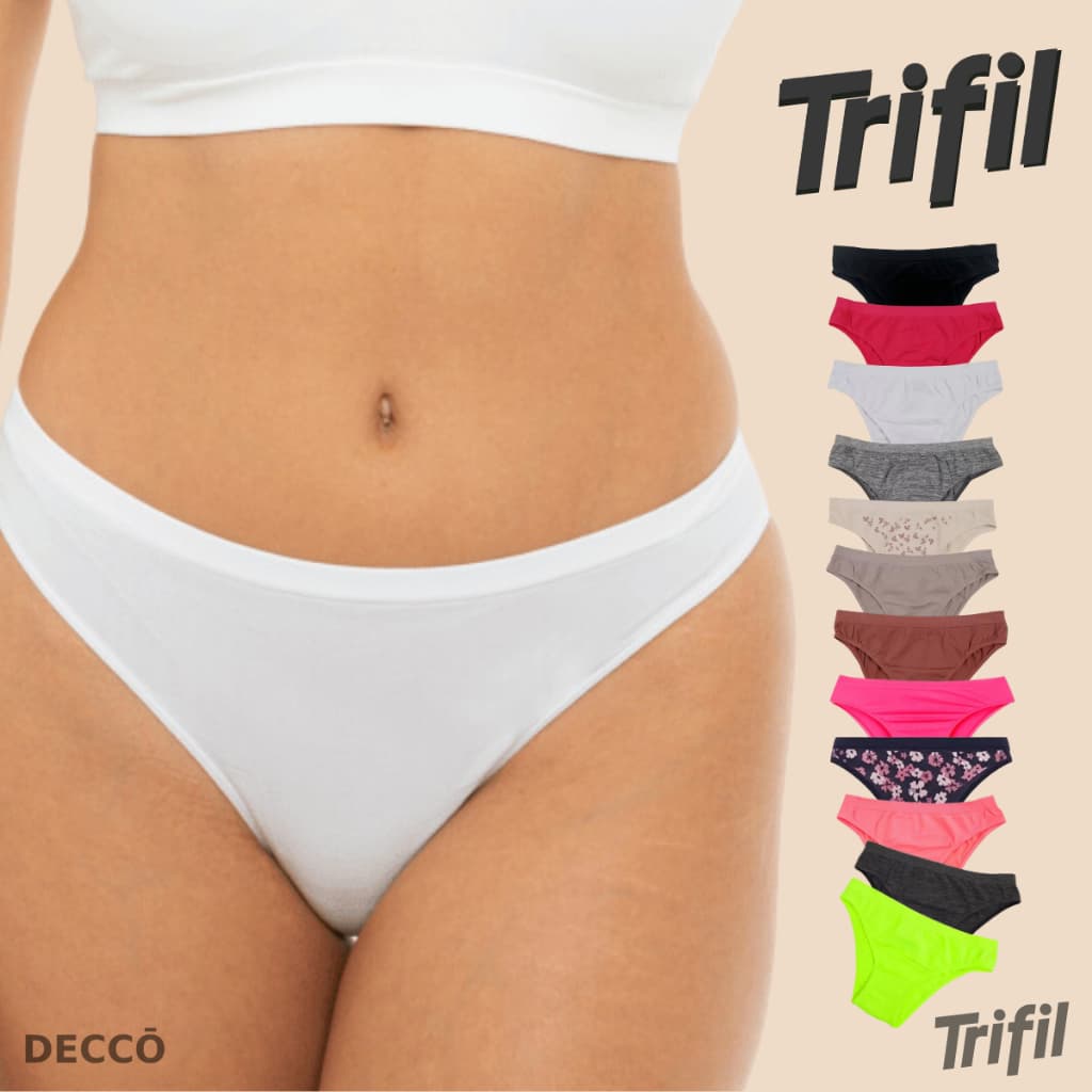 Kit Com 3 Calcinhas Basicas Tanga Trifil Em Microfibra Sem Costura