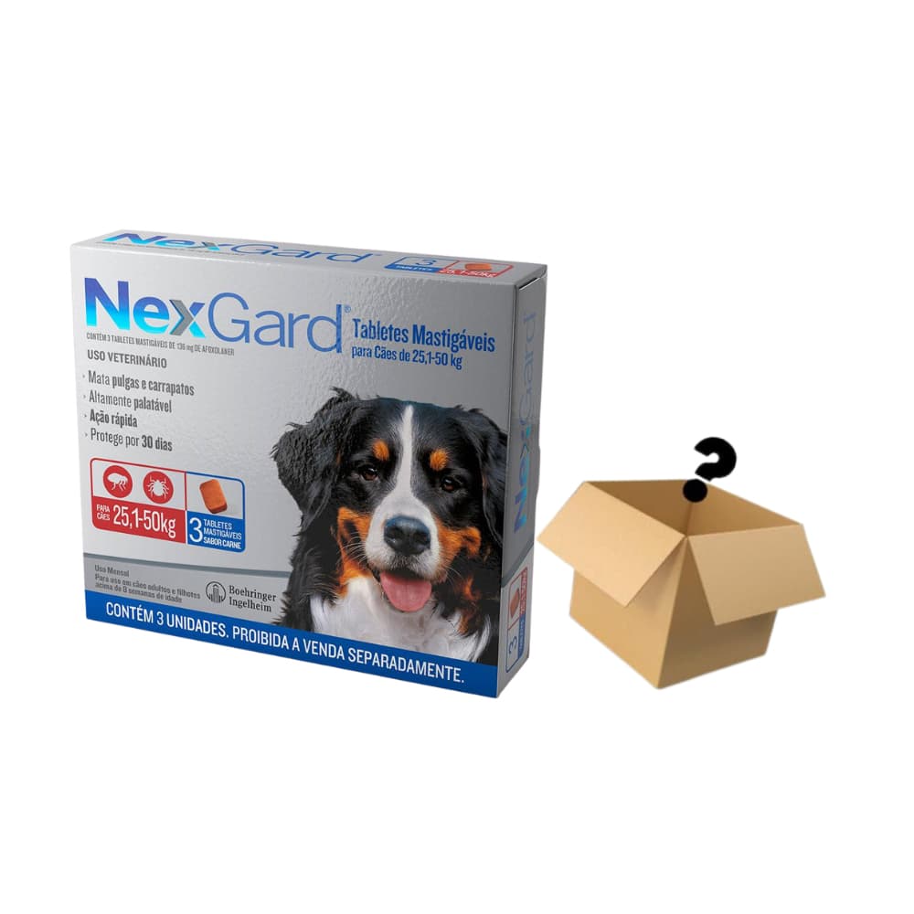 Nexgard Antipulgas E Carrapatos Caes 25,1 A 50kg C/3 Comprimidos.