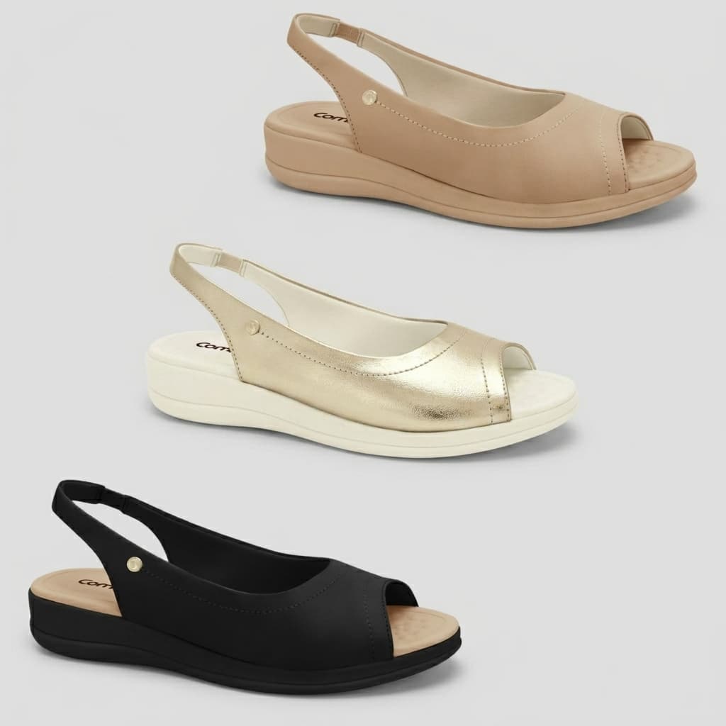 Sandália Feminina Comfortflex Anabela Calce Fácil Confortável