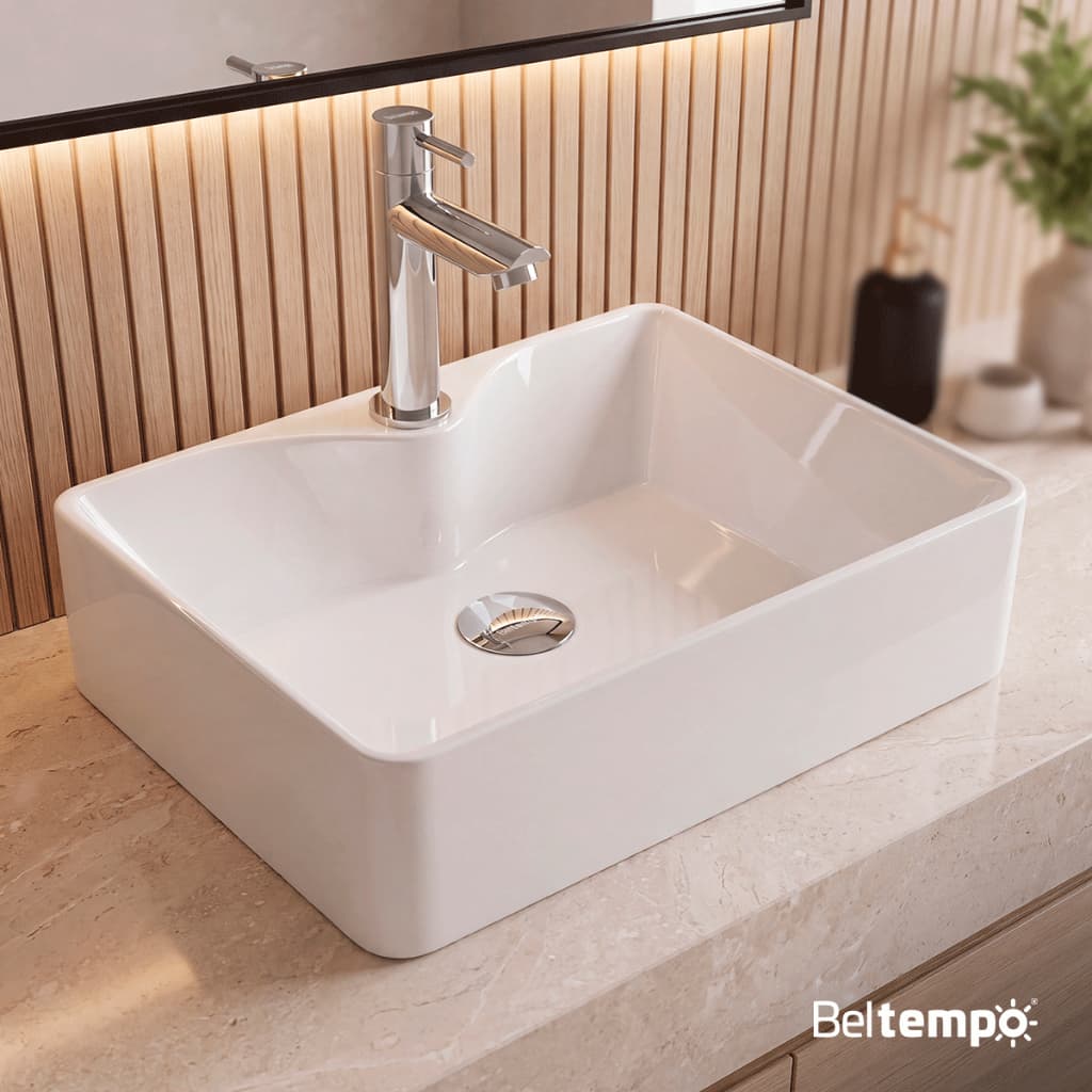 Cuba Pia de Apoio Sobrepor Retangular 42x31 Branca Banheiro Lavabo Beltempo BT-2318