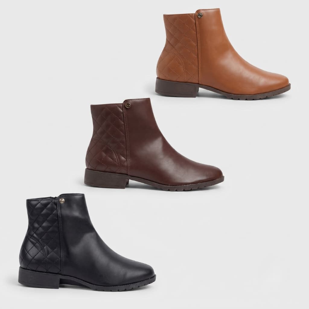 Bota Feminina Via Uno Cano Curto Detalhe Zíper Conforto