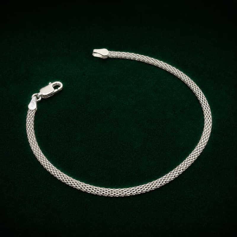 Pulseira Esteira Prata 925 Feminina Elegante