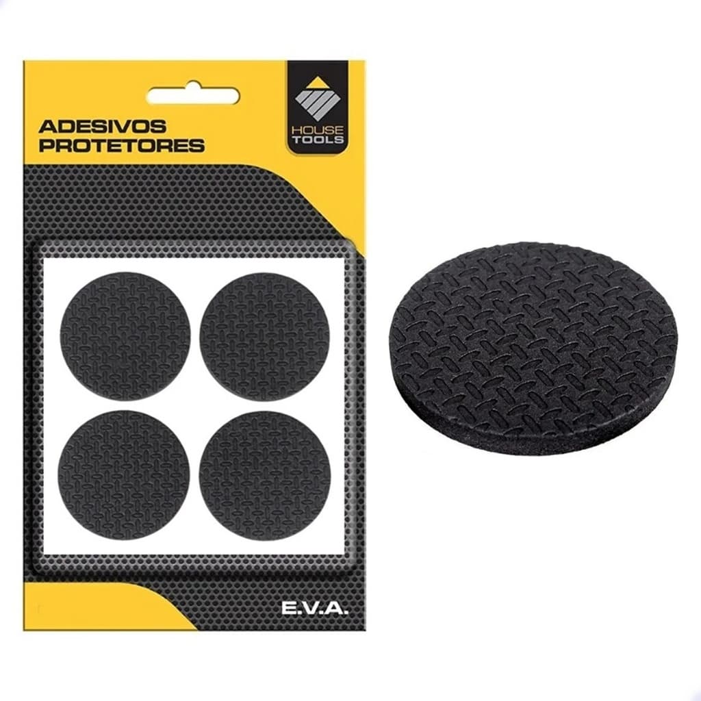 Protetor Para Pé Cadeira Cama Mesa Borracha Adesivo Anti Risco 8 Unidades De 4 CM