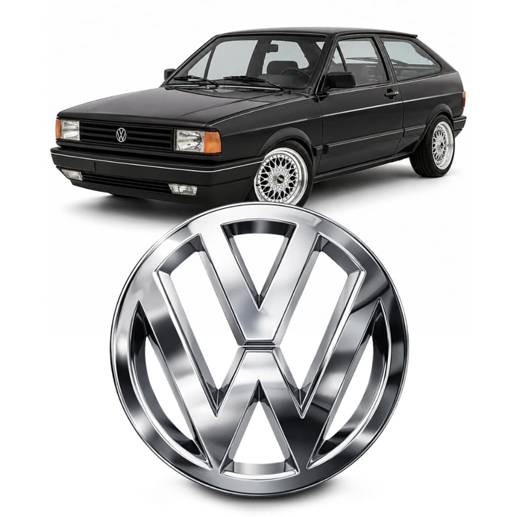 Emblema Cromado Grade Dianteira VW Gol Quadrado 1980 a 1990