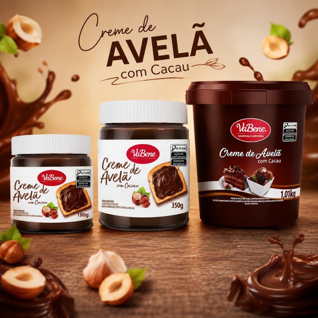 Creme De Avelã Com Cacau VaBene Para Recheios e Sobremesas