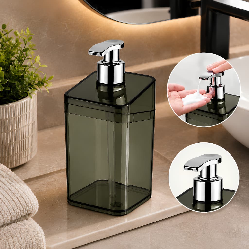 Porta Sabonete Líquido Slim Dispenser 350ml Pump Plástico Translucido Banheiro Lavabo Luxo Primax