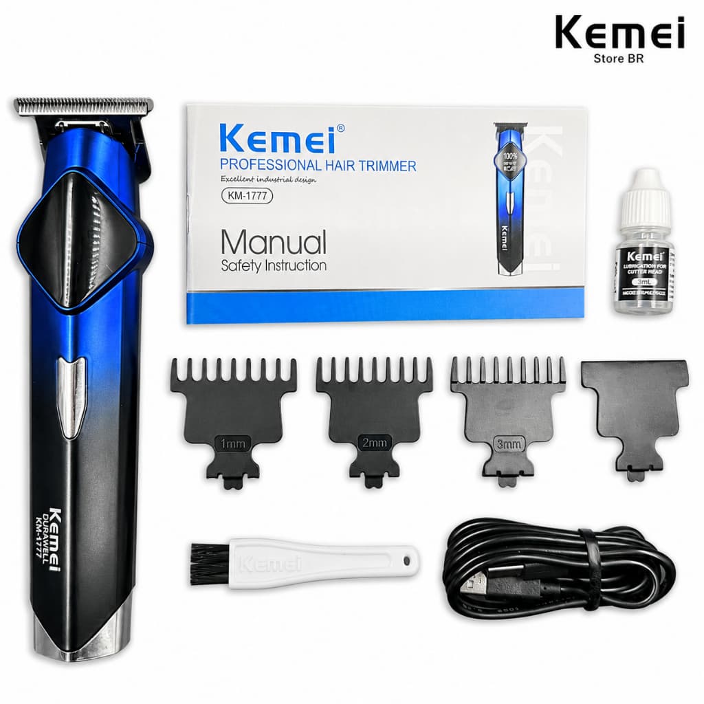 KEMEI-1777 Multifuncional LCD Digital Display Cabelo Elétrico para Clipper