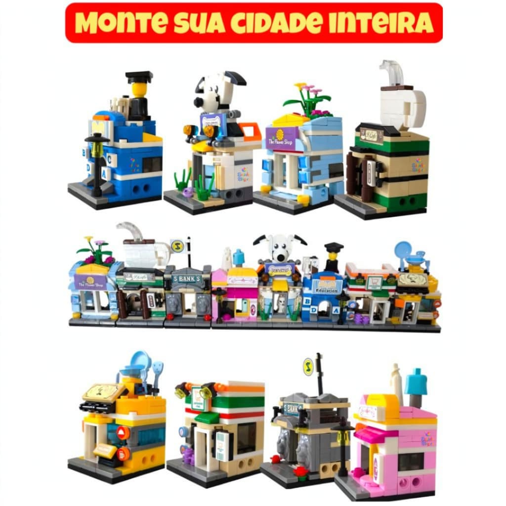 Bloco De Montar Brinquedo Educativo Educação Infantil Estimula a Criatividade Pet Shop Restaurante