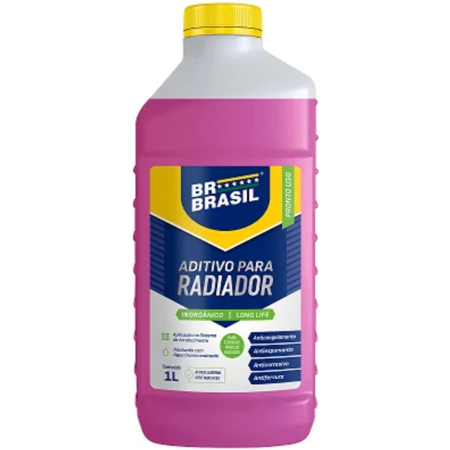 Aditivo para Radiador Pronto Uso 1L ROSA/LARANJA/AMARELO/AZUL/VERDE Inorgânico LongLife BR Brasil