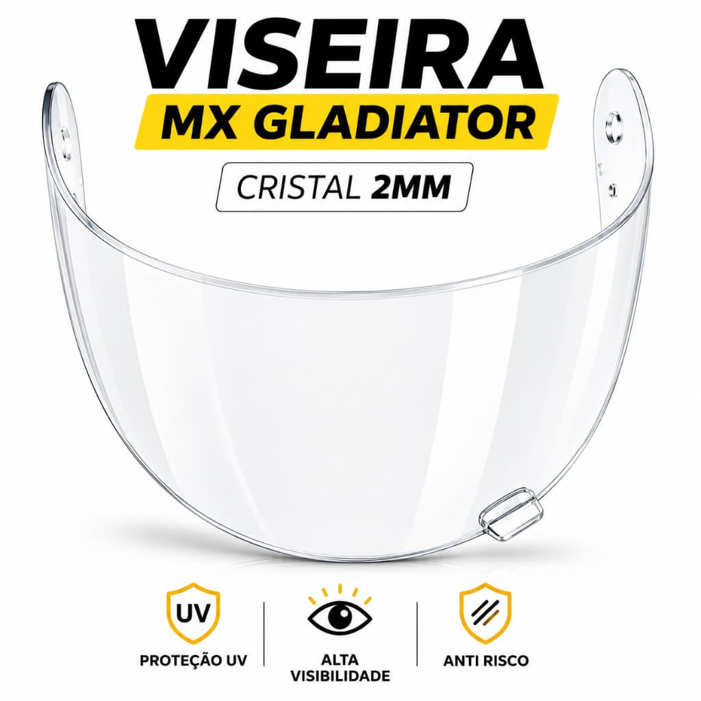 Viseira Mixs MX Gladiator Cobra Cristal 2MM Capacete Articulado