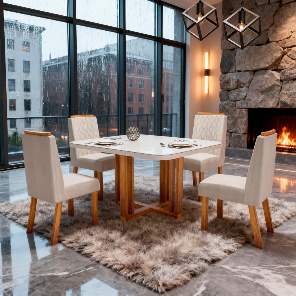 Sala de Jantar 120x80 Paola Tampo OFF-White 4 Cad Bom Pastor