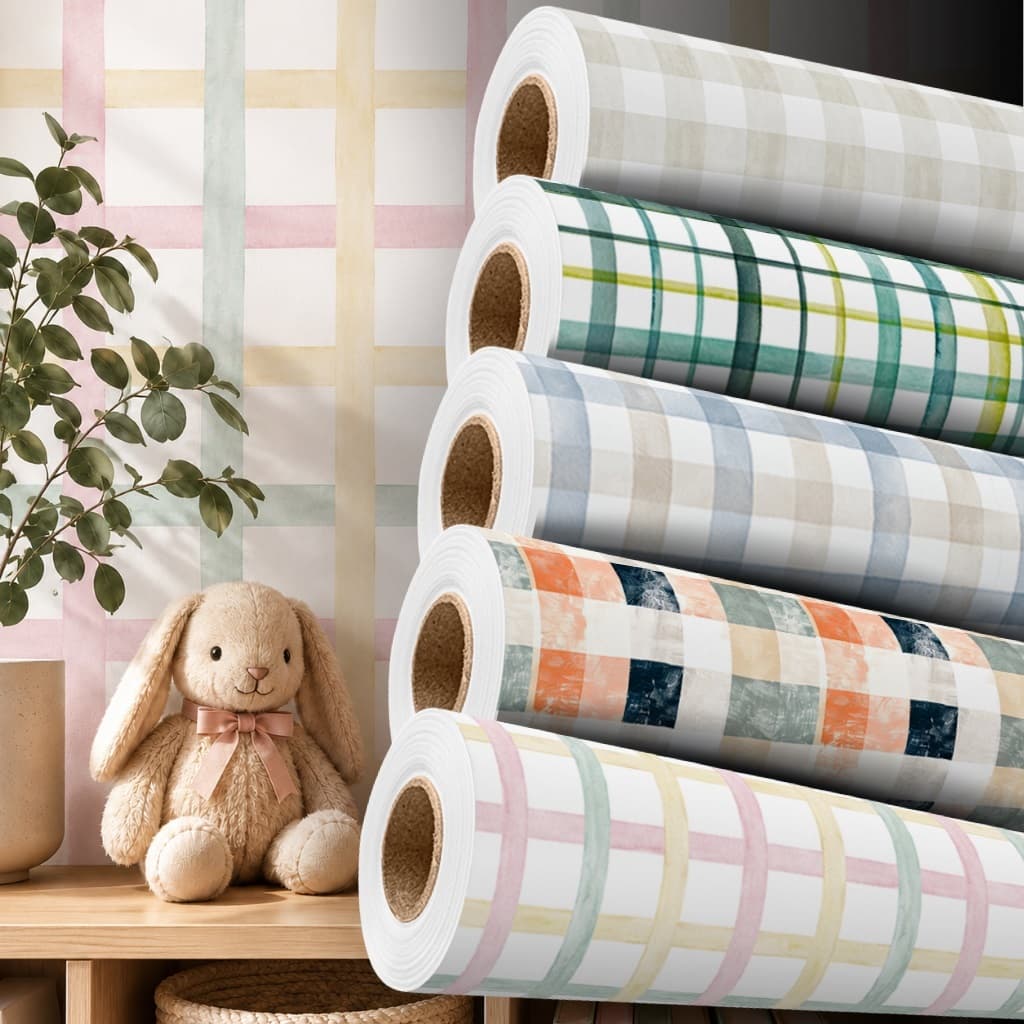 Papel de Parede Autocolante Xadrez Colorido Facil Aplicação 5 Metros