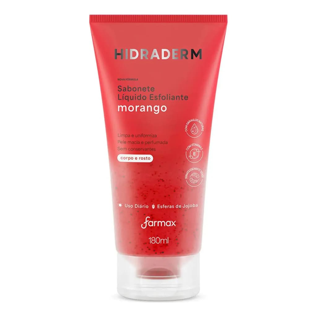 Sabonete Liquido Esfoliante Morango Hidraderm 180ml