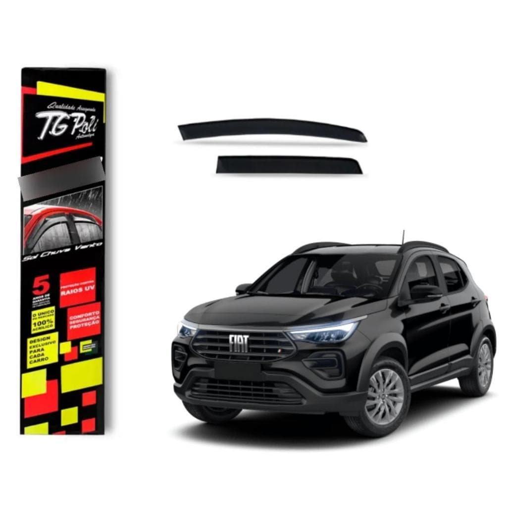 Calha de Chuva Fiat Pulse 2021 a 2026 4 Portas TG Poli Defletor 4 Portas Protetor Janelas Fumê